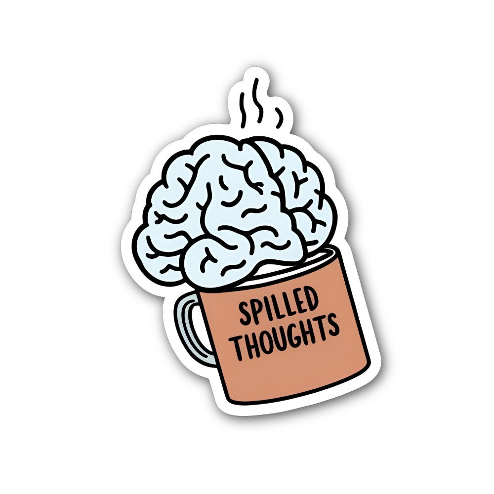 Coffee for the brain Sticker, Waterproof Vinyl Decal Sticker Indoor Or Outdoor 2 (Pieces) 3" and 5"