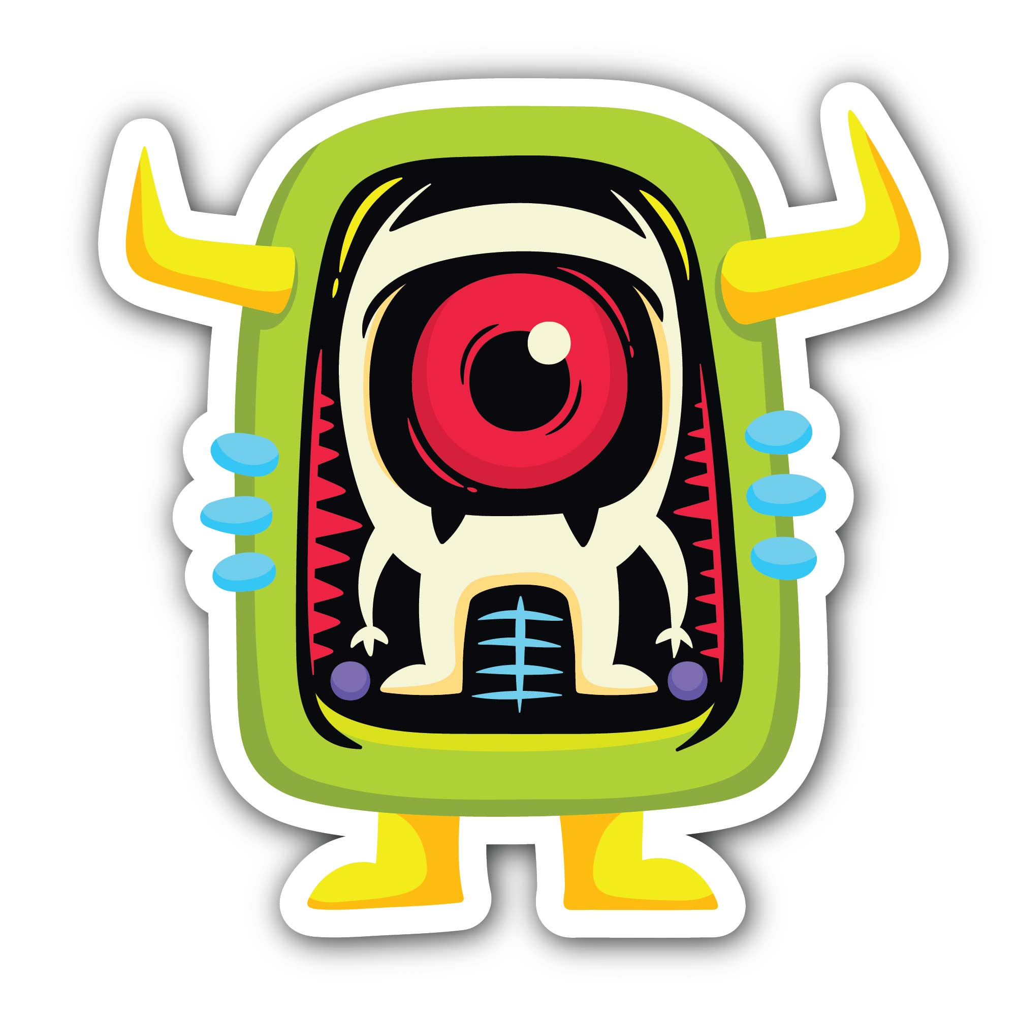 A Little Monster in a Robot Sticker, Waterproof Vinyl Decal Sticker Indoor Or Outdoor 2 (Pieces) 3" and 5"