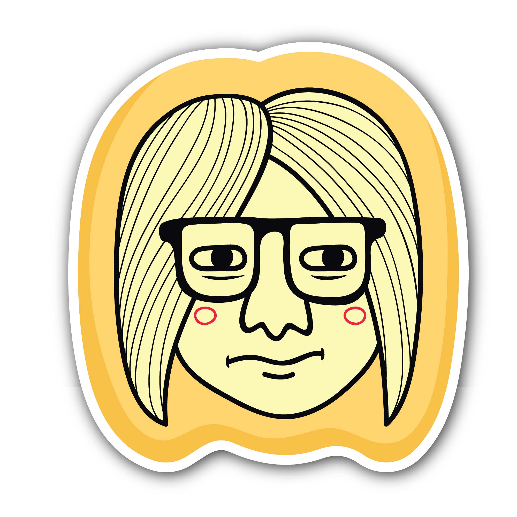 Cute Doodle Woman Sticker, Waterproof Vinyl Decal Sticker Indoor Or Outdoor 2 (Pieces) 3" and 5"