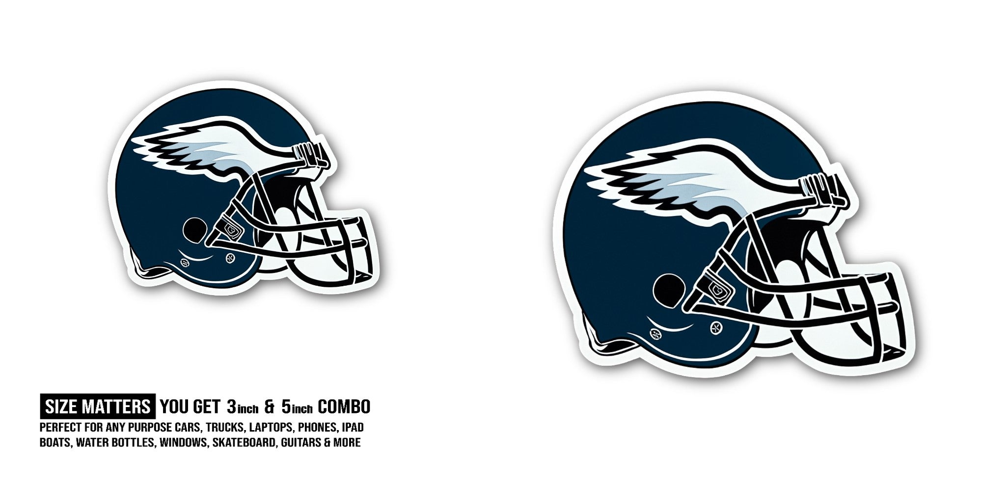 Eagles helmet Sticker, Waterproof Vinyl Decal Sticker Indoor Or Outdoor 2 (Pieces) 3" and 5"
