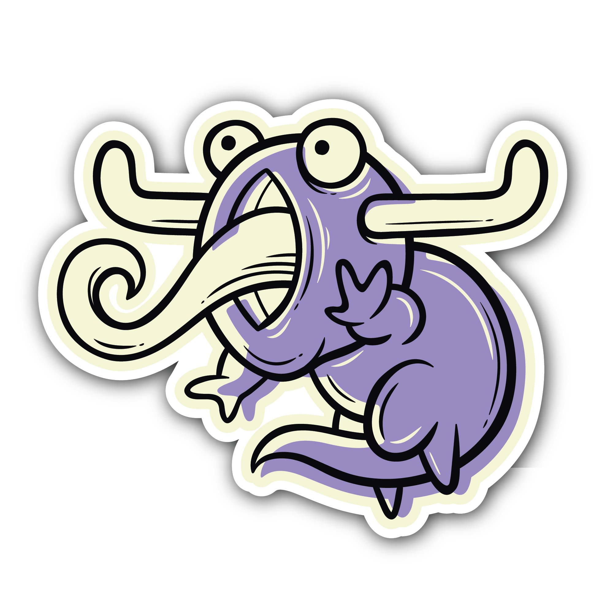 Purple Color Cute Monster Sticker, Waterproof Vinyl Decal Sticker Indoor Or Outdoor 2 (Pieces) 3" and 5"