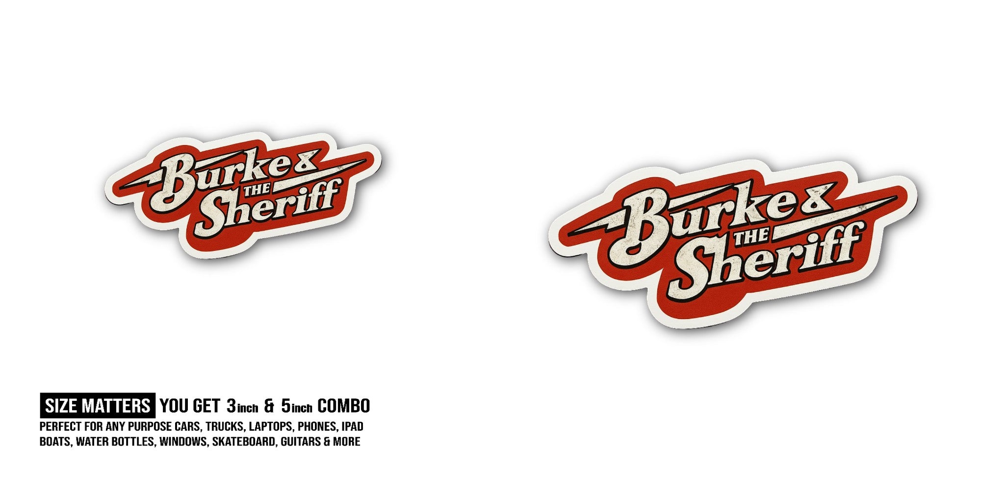 Burkez The Sheriff Sticker, Waterproof Vinyl Decal Sticker Indoor Or Outdoor 2 (Pieces) 3" and 5"