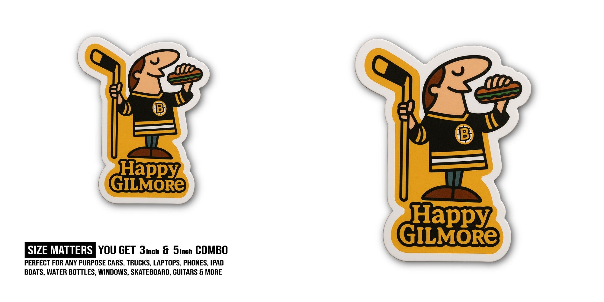 Happy GILM0RE Sticker, Waterproof Vinyl Decal Sticker Indoor Or Outdoor 2 (Pieces) 3" and 5"