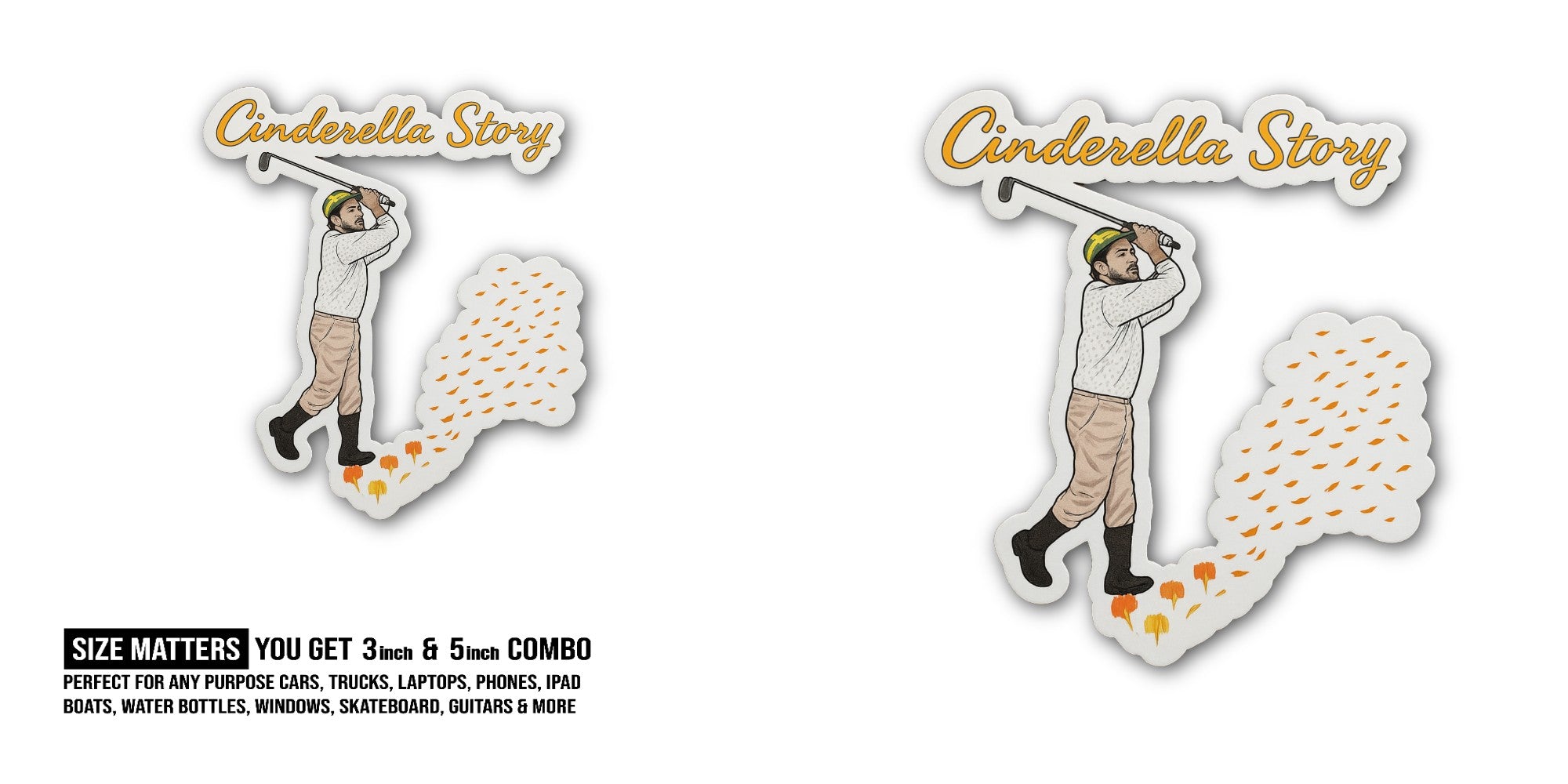 Cinderella St0ry Sticker, Waterproof Vinyl Decal Sticker Indoor Or Outdoor 2 (Pieces) 3" and 5"