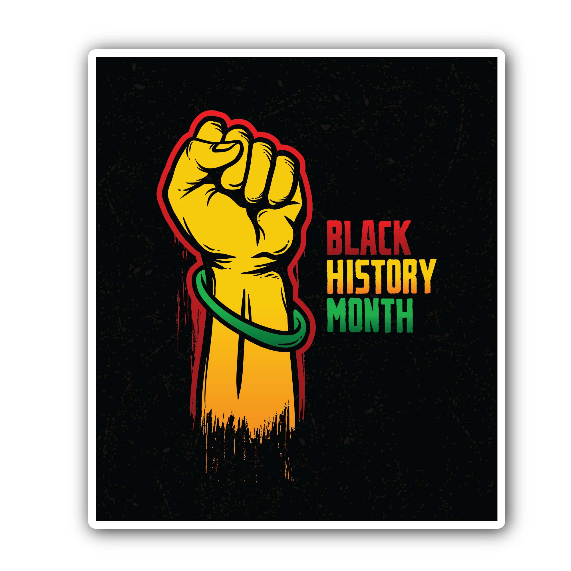 Hand & Black History Celebration Sticker, Waterproof Vinyl Decal Sticker Indoor Or Outdoor 2 (Pieces) 3" and 5"