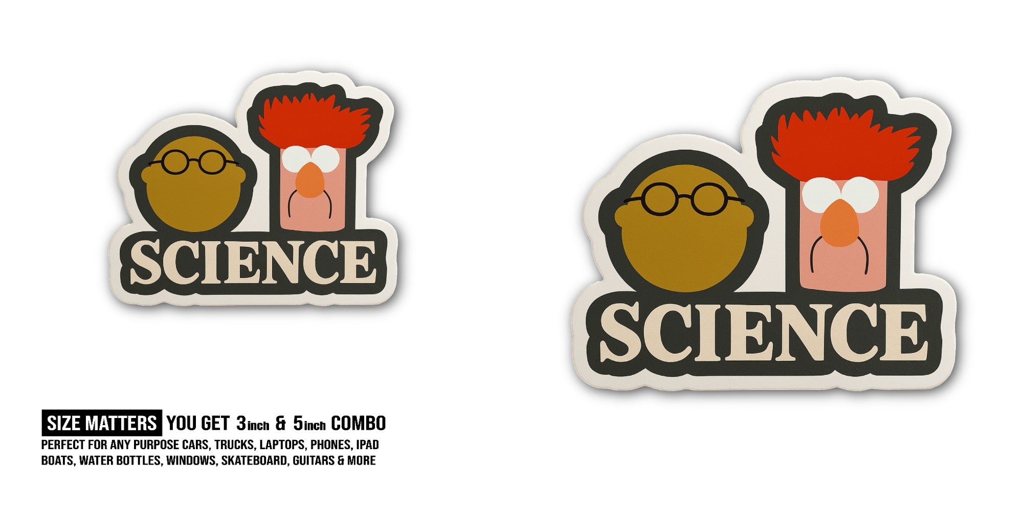 SCIENCE Sticker, Waterproof Vinyl Decal Sticker Indoor Or Outdoor 2 (Pieces) 3" and 5"