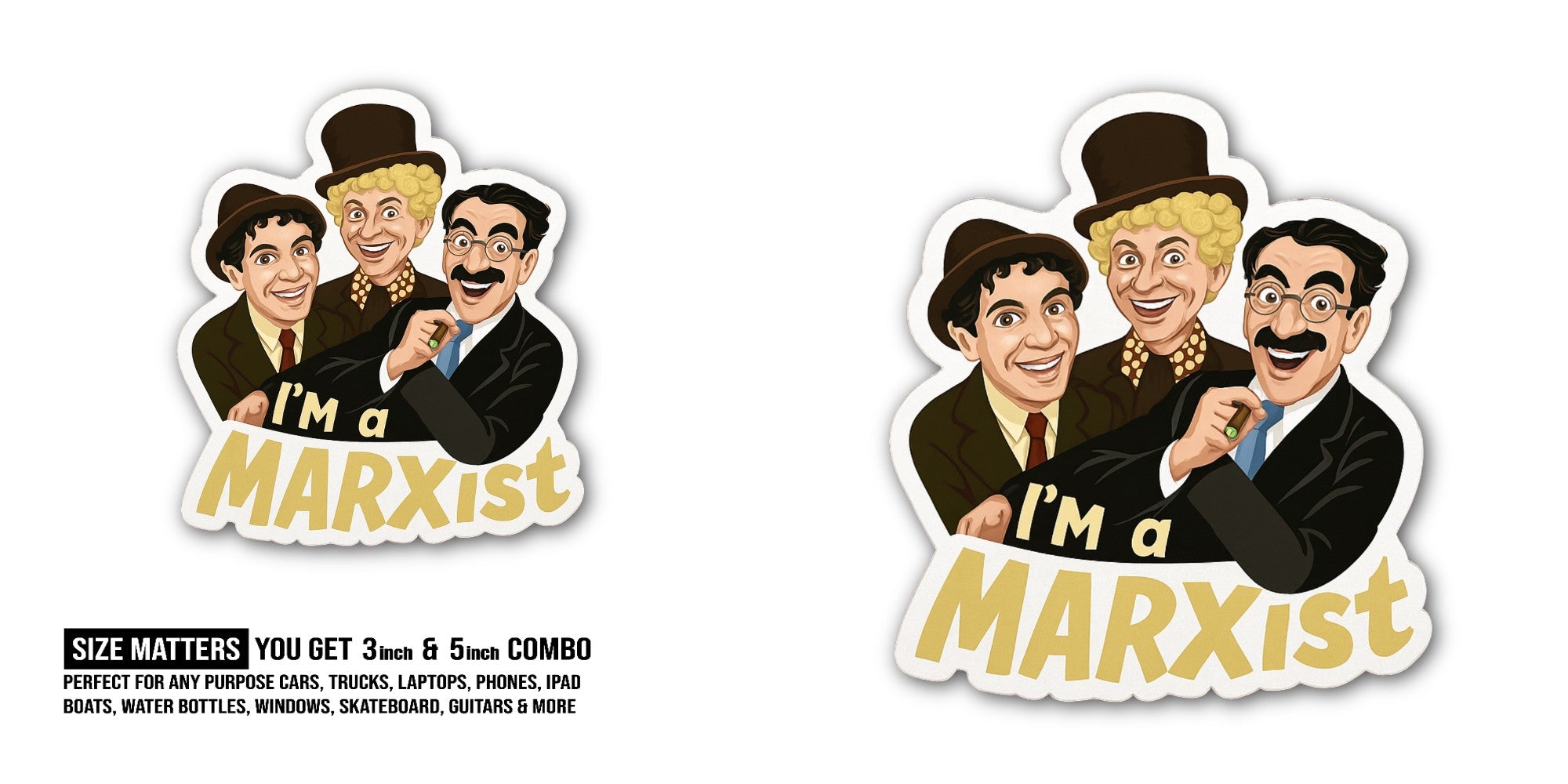 Marxist Sticker, Waterproof Vinyl Decal Sticker Indoor Or Outdoor 2 (Pieces) 3" and 5"