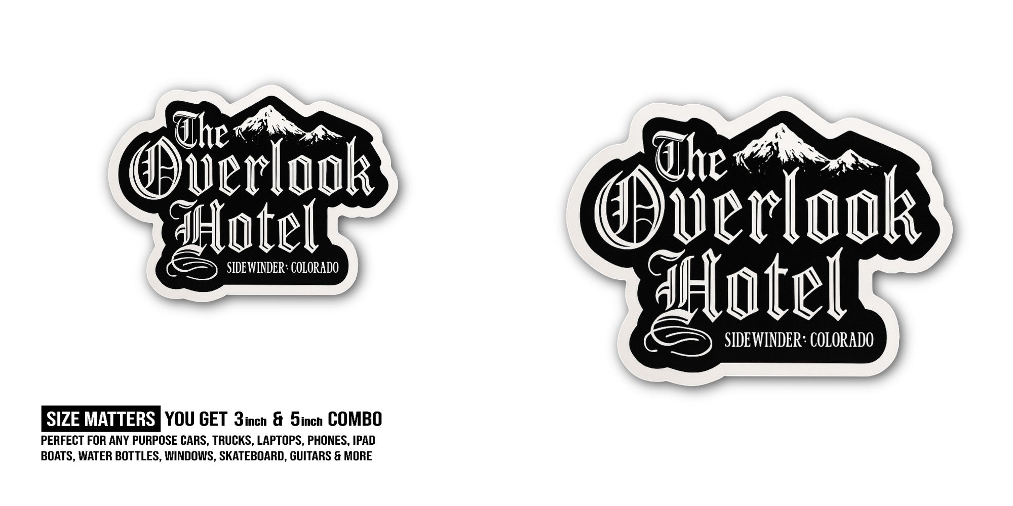 The Overlook Hotel Sticker, Waterproof Vinyl Decal Sticker Indoor Or Outdoor 2 (Pieces) 3" and 5"