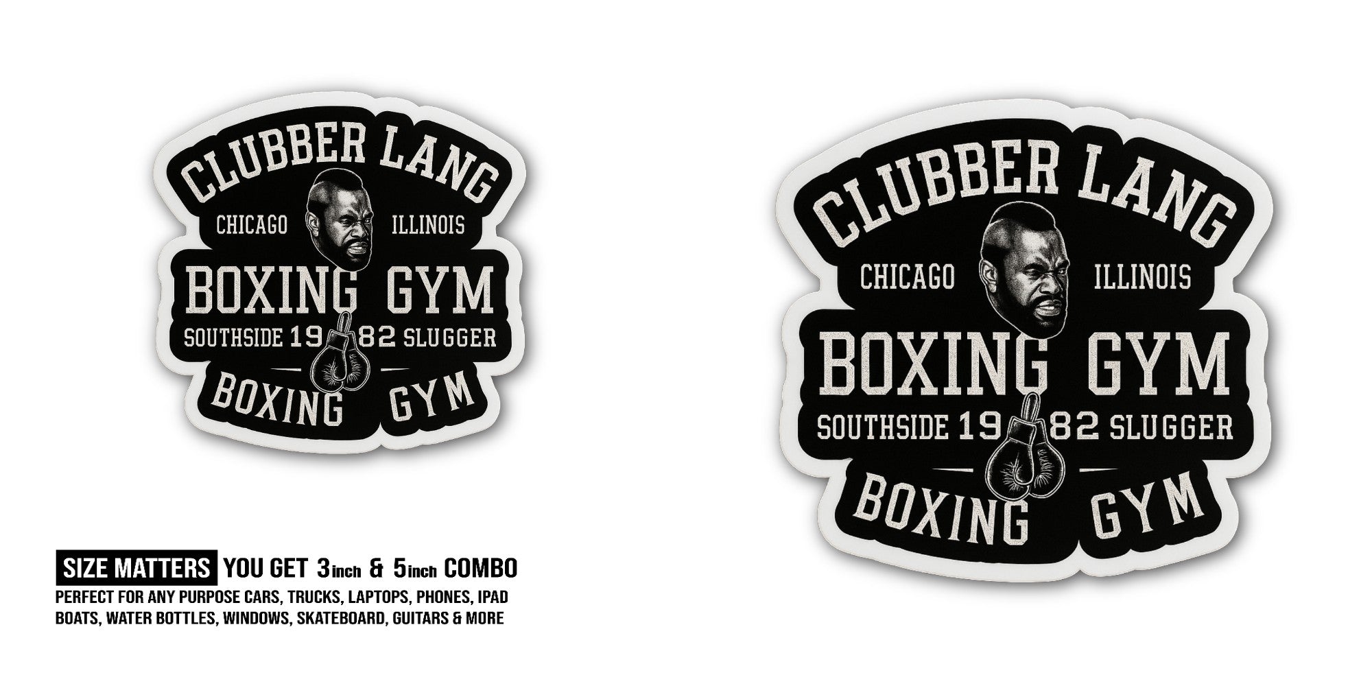 CLUBBER LANG BOXING GYM Sticker, Waterproof Vinyl Decal Sticker Indoor Or Outdoor 2 (Pieces) 3" and 5"
