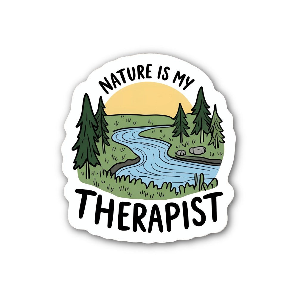 NATURE IS MY THERAPIST Sticker, Waterproof Vinyl Decal Sticker Indoor Or Outdoor 2 (Pieces) 3" and 5"