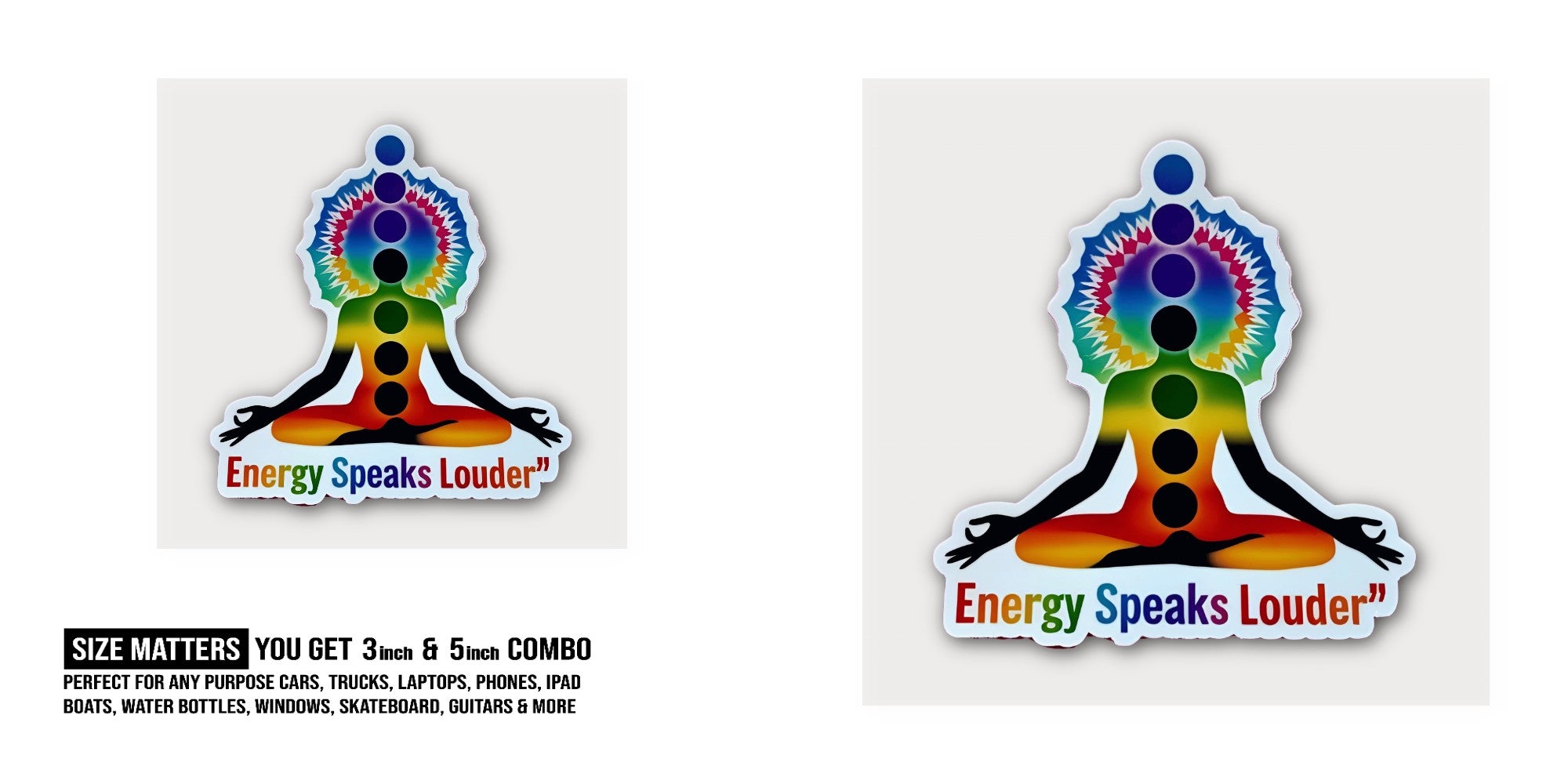Energy Speaks Louder Sticker, Waterproof Vinyl Decal Sticker Indoor Or Outdoor 2 (Pieces) 3" and 5"
