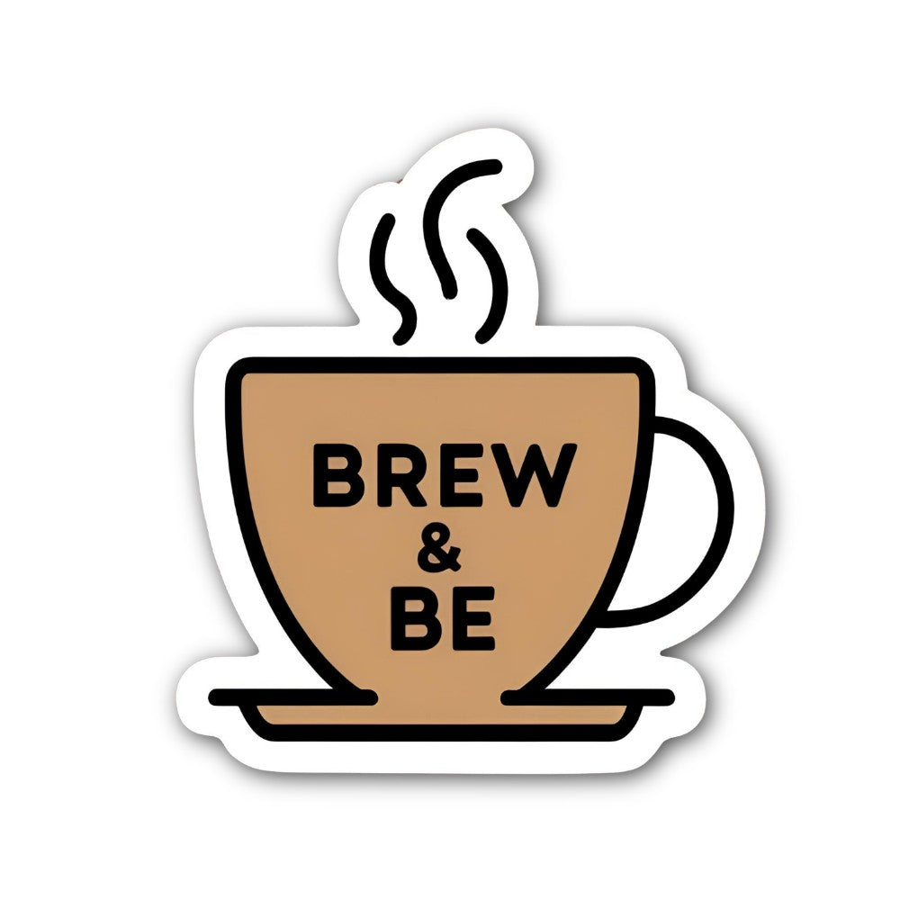 Brew Love coffee cup Sticker, Waterproof Vinyl Decal Sticker Indoor Or Outdoor 2 (Pieces) 3" and 5"