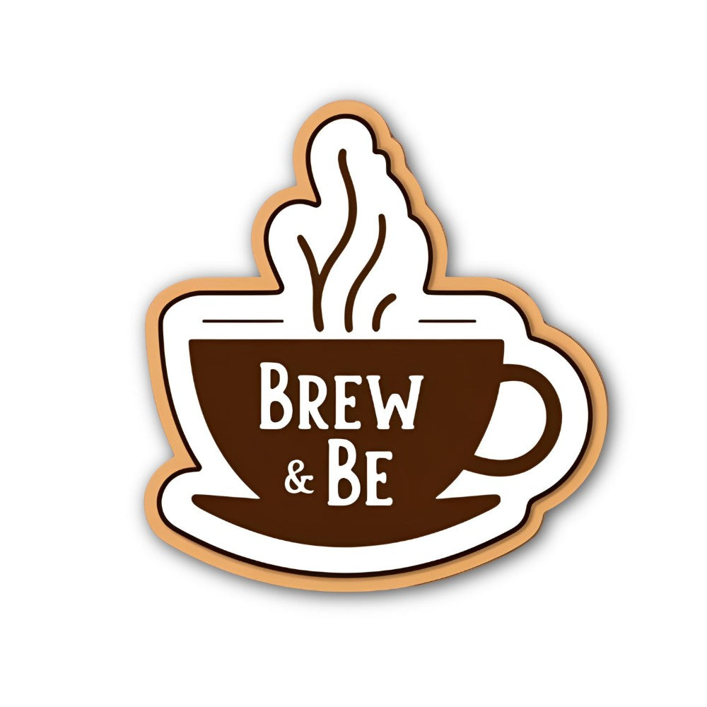 Brew & Bean logo Sticker, Waterproof Vinyl Decal Sticker Indoor Or Outdoor 2 (Pieces) 3" and 5"