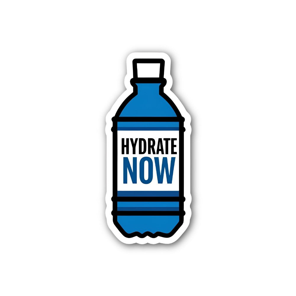 Hydrate Now Sticker, Waterproof Vinyl Decal Sticker Indoor Or Outdoor 2 (Pieces) 3" and 5"