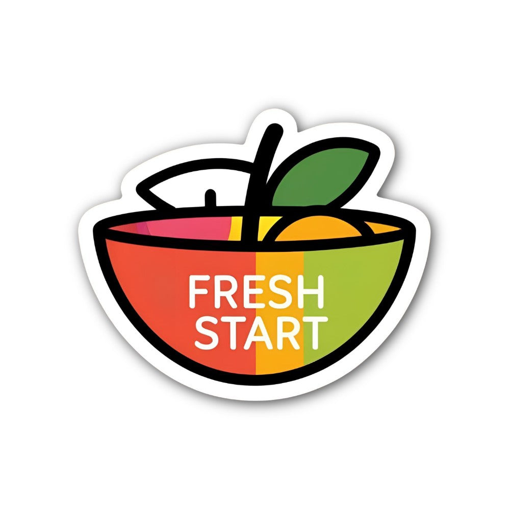 Fresh Start Sticker, Waterproof Vinyl Decal Sticker Indoor Or Outdoor 2 (Pieces) 3" and 5"