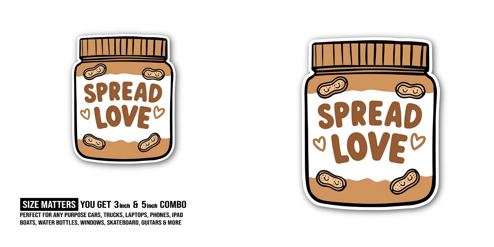 Spread Love Sticker, Waterproof Vinyl Decal Sticker Indoor Or Outdoor 2 (Pieces) 3" and 5"