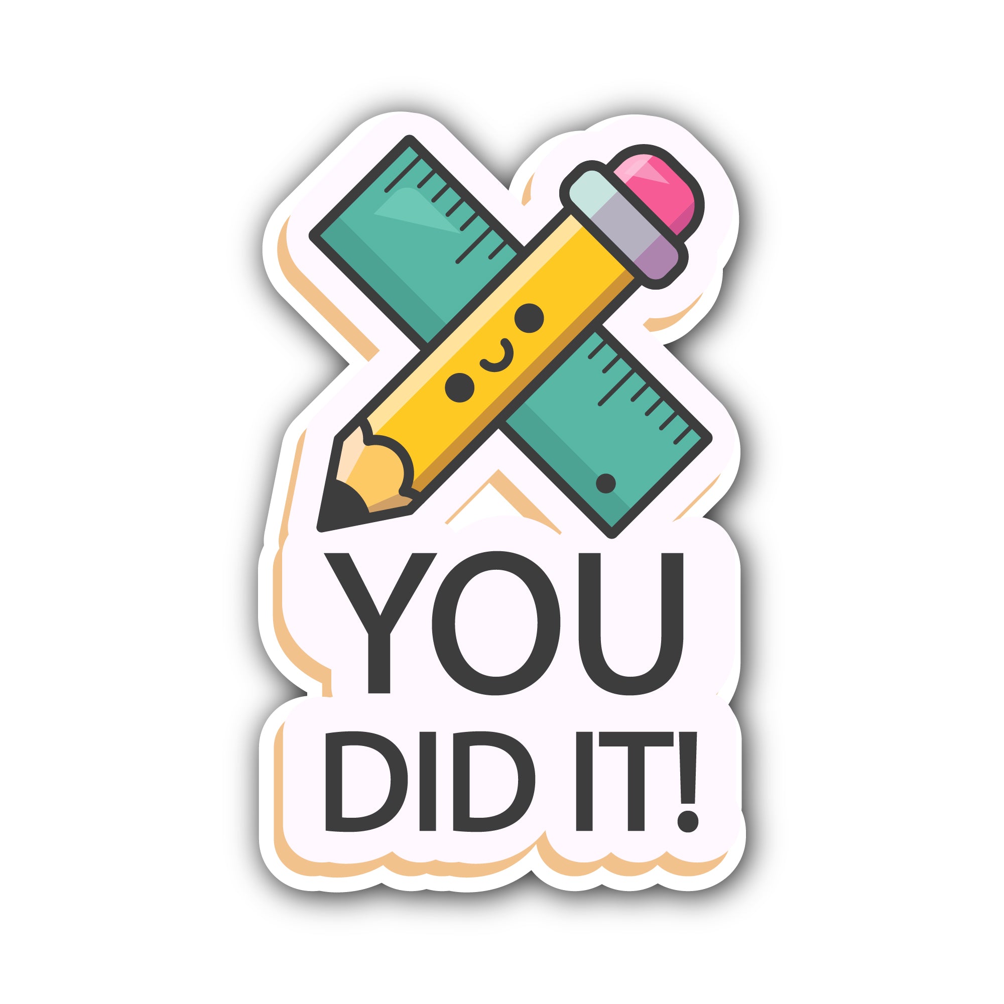 You Did It Lettering Sticker, Waterproof Vinyl Decal Sticker Indoor Or Outdoor 2 (Pieces) 3" and 5"