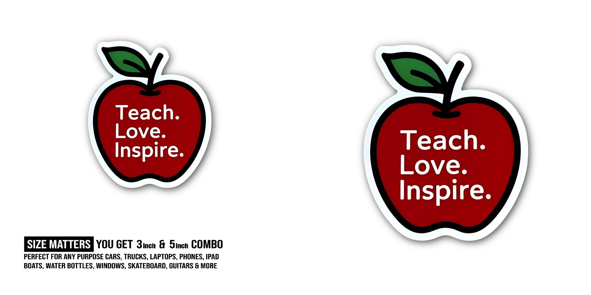 Love.Inspire. Sticker, Waterproof Vinyl Decal Sticker Indoor Or Outdoor 2 (Pieces) 3" and 5"