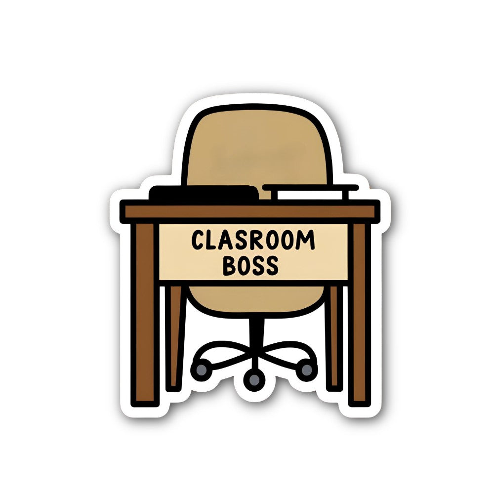 CLASROOM BOSS Sticker, Waterproof Vinyl Decal Sticker Indoor Or Outdoor 2 (Pieces) 3" and 5"