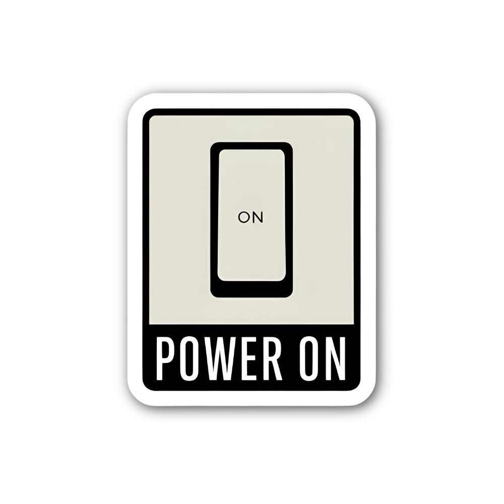 POWER ON Sticker, Waterproof Vinyl Decal Sticker Indoor Or Outdoor 2 (Pieces) 3" and 5"