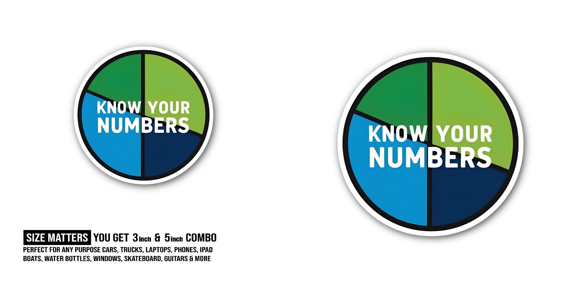 KNOW YOUR NUMBERS Sticker, Waterproof Vinyl Decal Sticker Indoor Or Outdoor 2 (Pieces) 3" and 5"