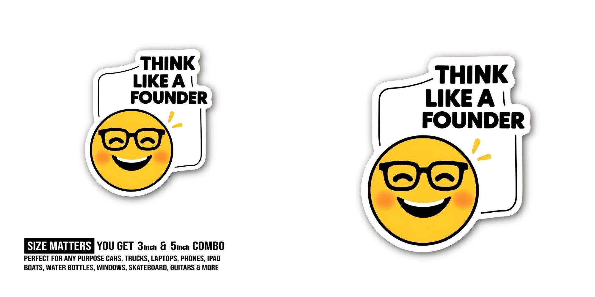 Founder's Mindset Sticker, Waterproof Vinyl Decal Sticker Indoor Or Outdoor 2 (Pieces) 3" and 5"