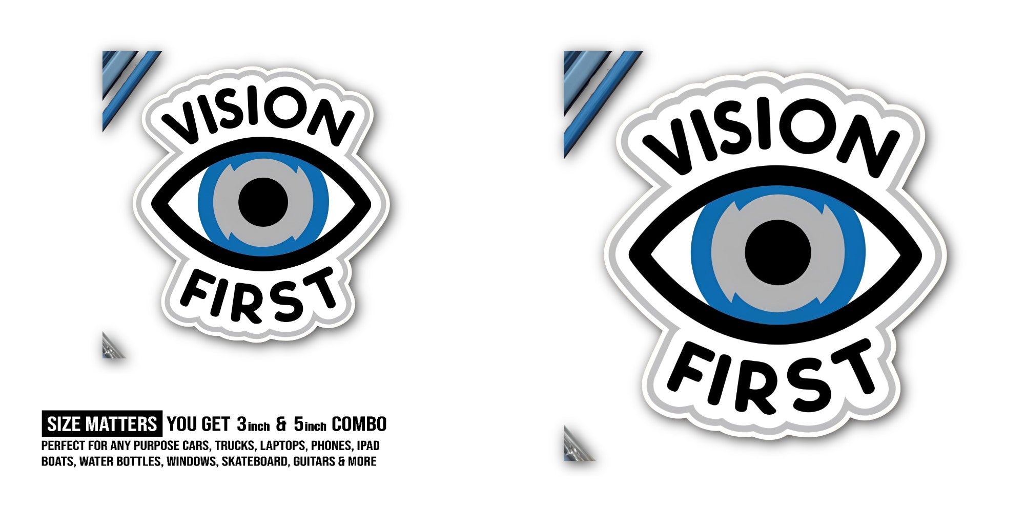 FIRST VISION Sticker, Waterproof Vinyl Decal Sticker Indoor Or Outdoor 2 (Pieces) 3" and 5"