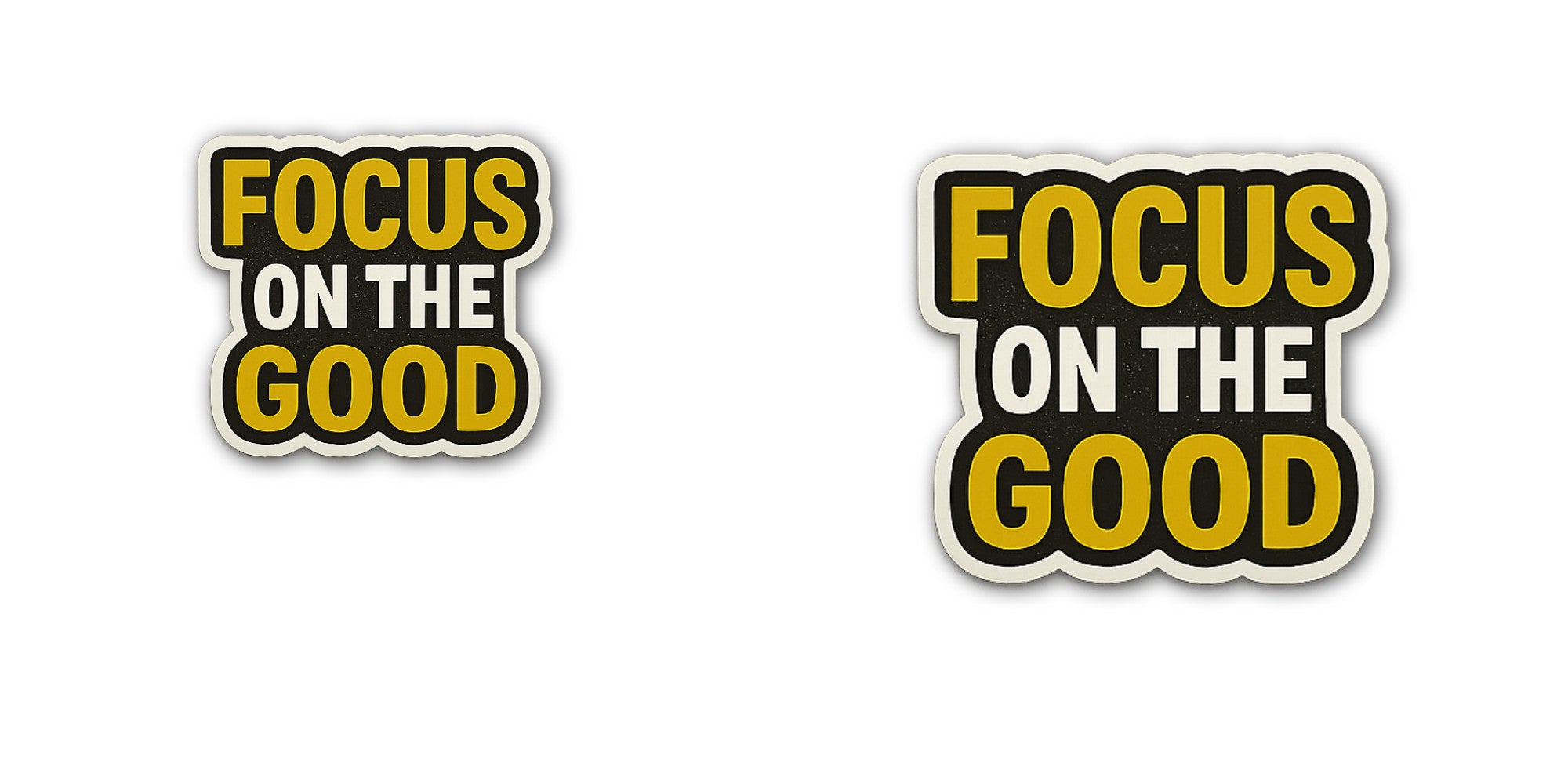 FOCUS ON THE GOOD Sticker, Waterproof Vinyl Decal Sticker Indoor Or Outdoor 2 (Pieces) 3" and 5"