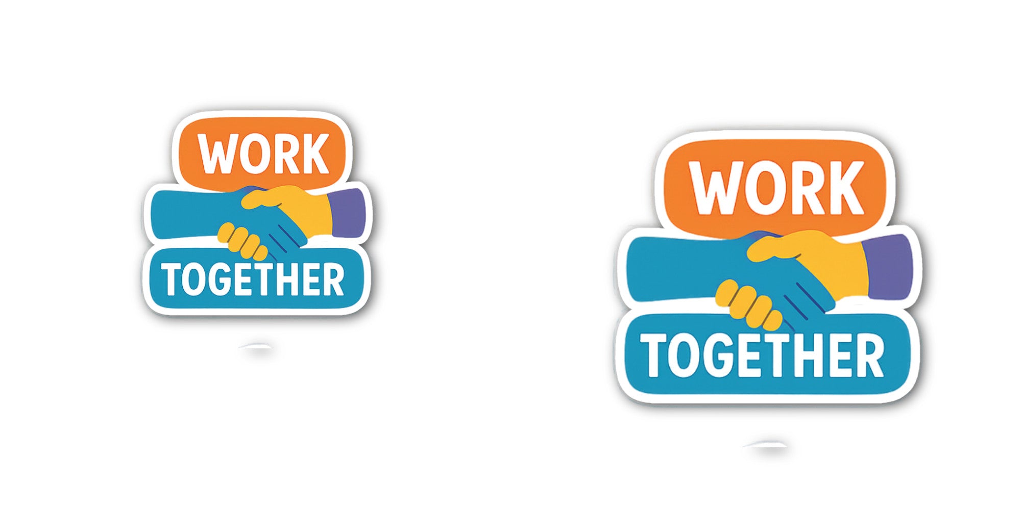 WORK TOGETHER Sticker, Waterproof Vinyl Decal Sticker Indoor Or Outdoor 2 (Pieces) 3" and 5"