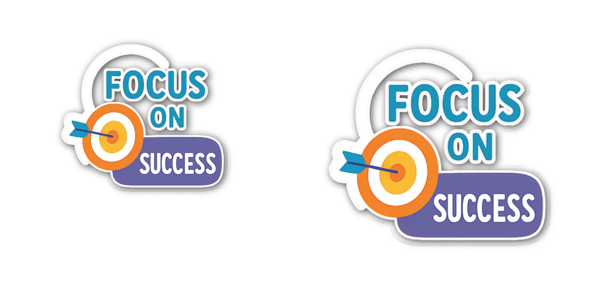 FOCUS ON SUCCESS Sticker, Waterproof Vinyl Decal Sticker Indoor Or Outdoor 2 (Pieces) 3" and 5"