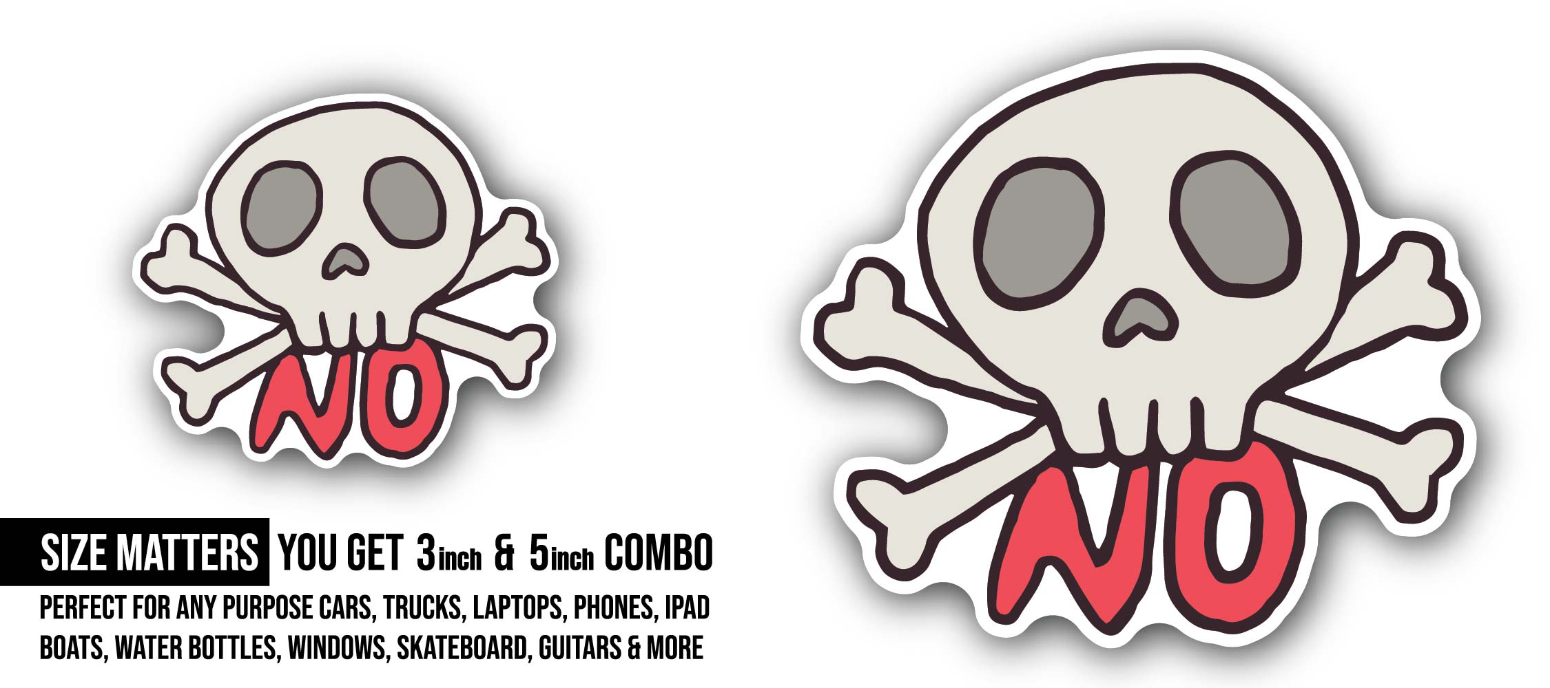 No Message Sticker, Waterproof Vinyl Decal Sticker Indoor Or Outdoor 2 (Pieces) 3" and 5"