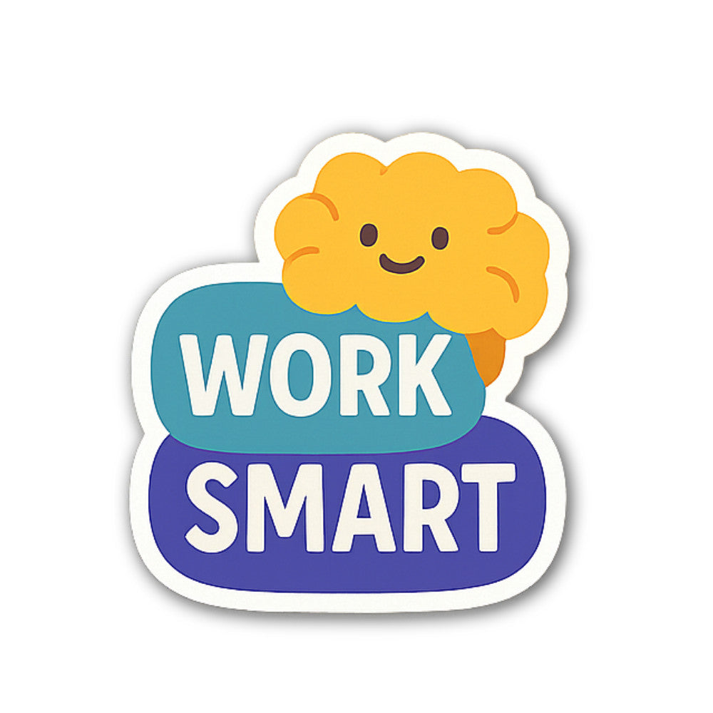 WORK SMART & YELLOW CLOUD Sticker, Waterproof Vinyl Decal Sticker Indoor Or Outdoor 2 (Pieces) 3" and 5"