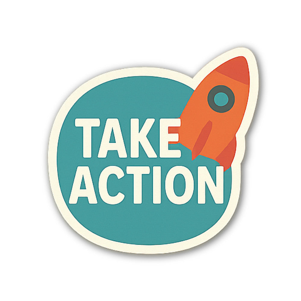 TAKE ACTION & GREEN COLOUR Sticker, Waterproof Vinyl Decal Sticker Indoor Or Outdoor 2 (Pieces) 3" and 5"