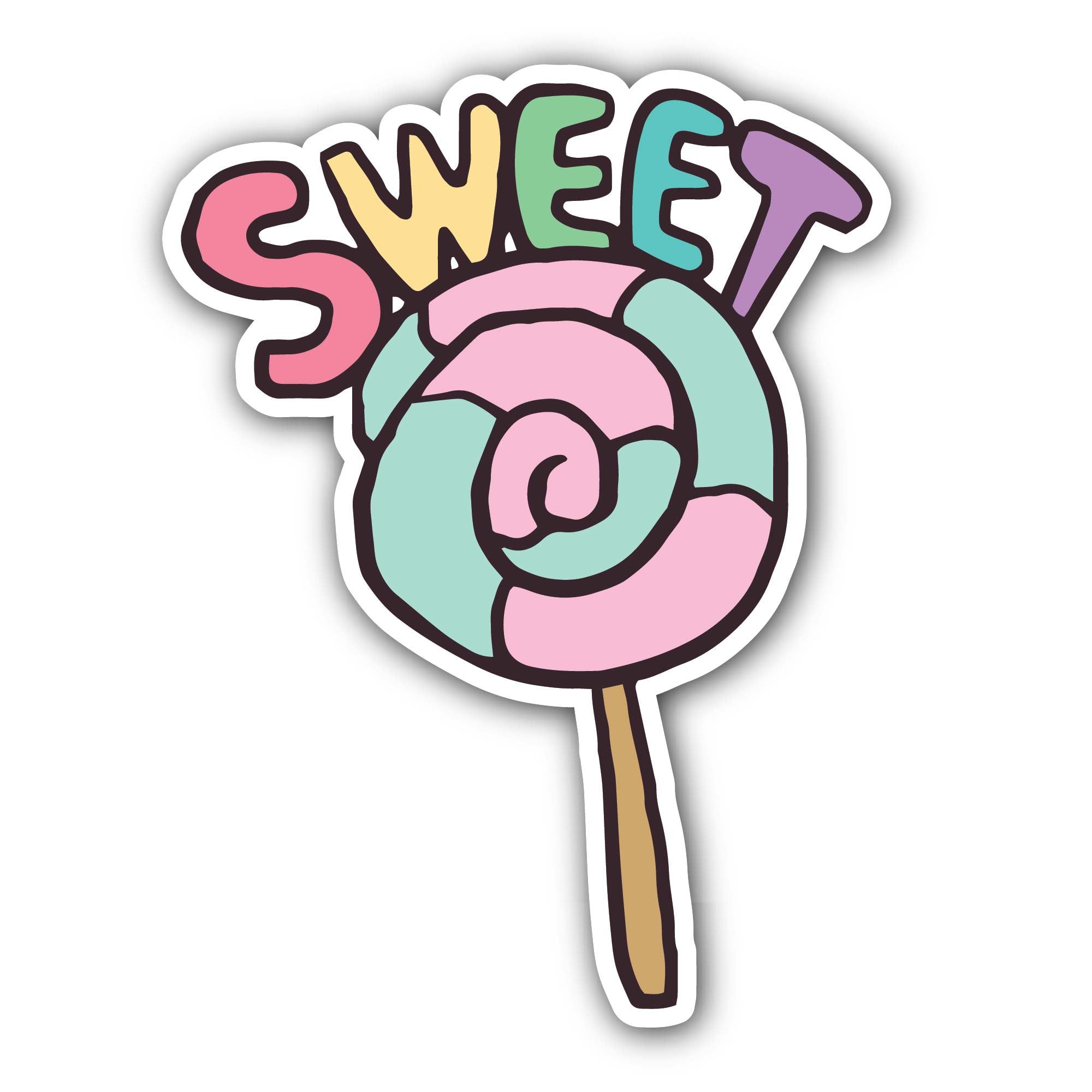 Sweet Lollipop Sticker, Waterproof Vinyl Decal Sticker Indoor Or Outdoor 2 (Pieces) 3" and 5"