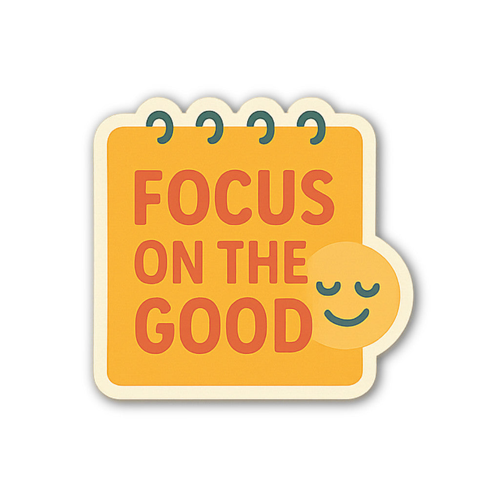 FOCUS ON THE GOOD & MOON Sticker, Waterproof Vinyl Decal Sticker Indoor Or Outdoor 2 (Pieces) 3" and 5"