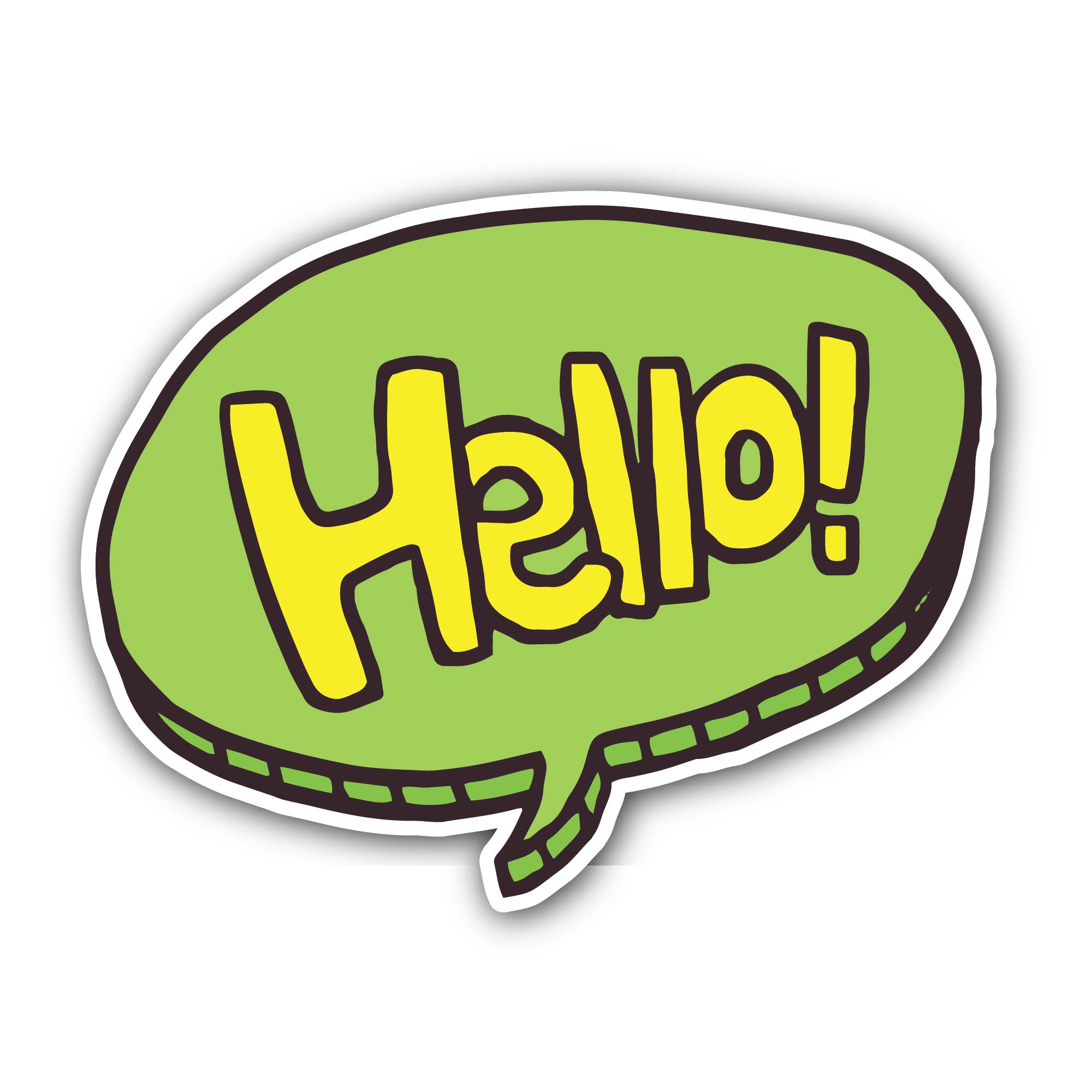 Hello Message Sticker, Waterproof Vinyl Decal Sticker Indoor Or Outdoor 2 (Pieces) 3" and 5"