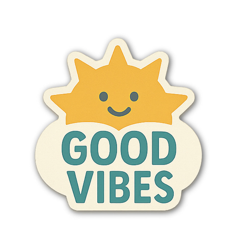 Sun & Vibes Sticker, Waterproof Vinyl Decal Sticker Indoor Or Outdoor 2 (Pieces) 3" and 5"