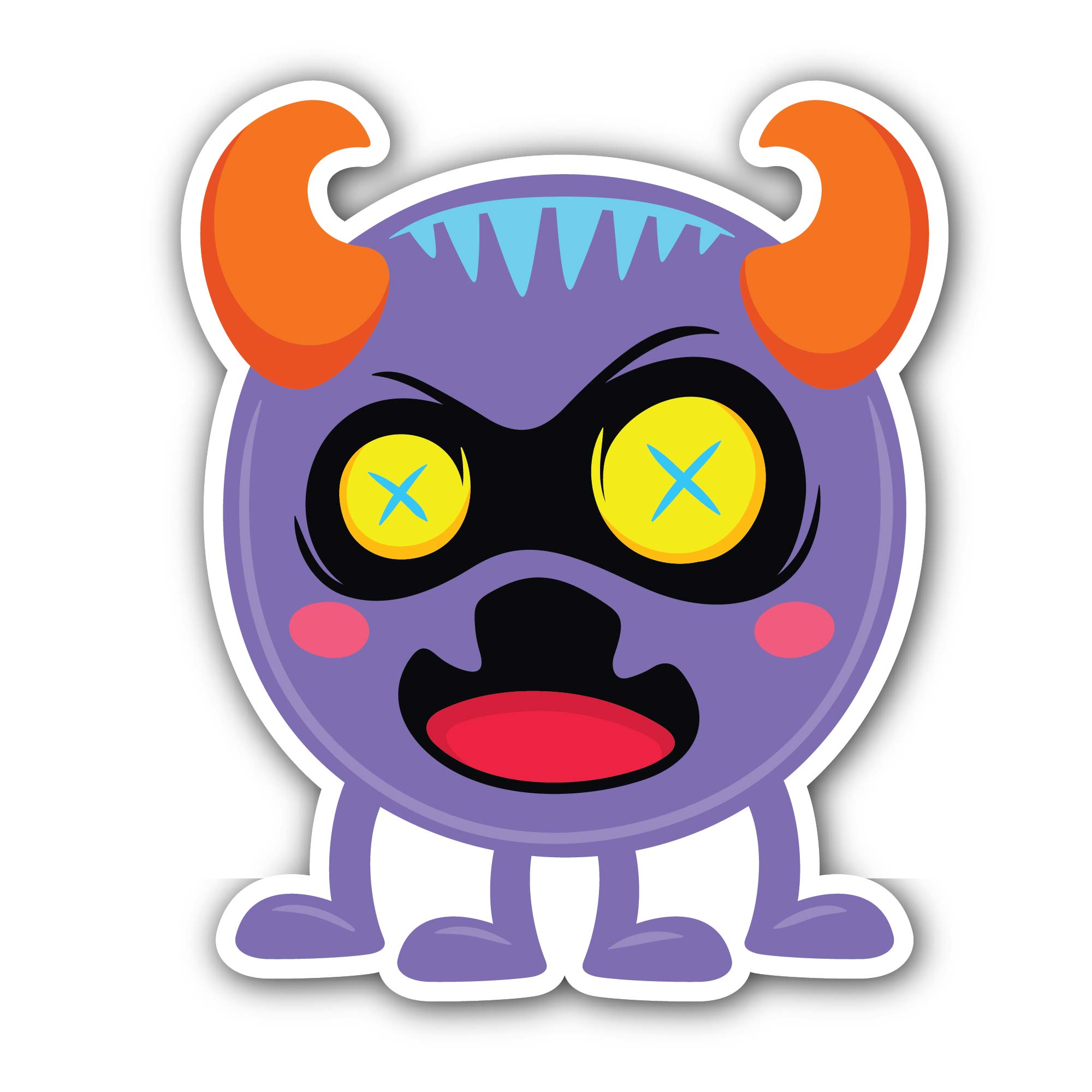 Monster Emoji Sticker, Waterproof Vinyl Decal Sticker Indoor Or Outdoor 2 (Pieces) 3" and 5"