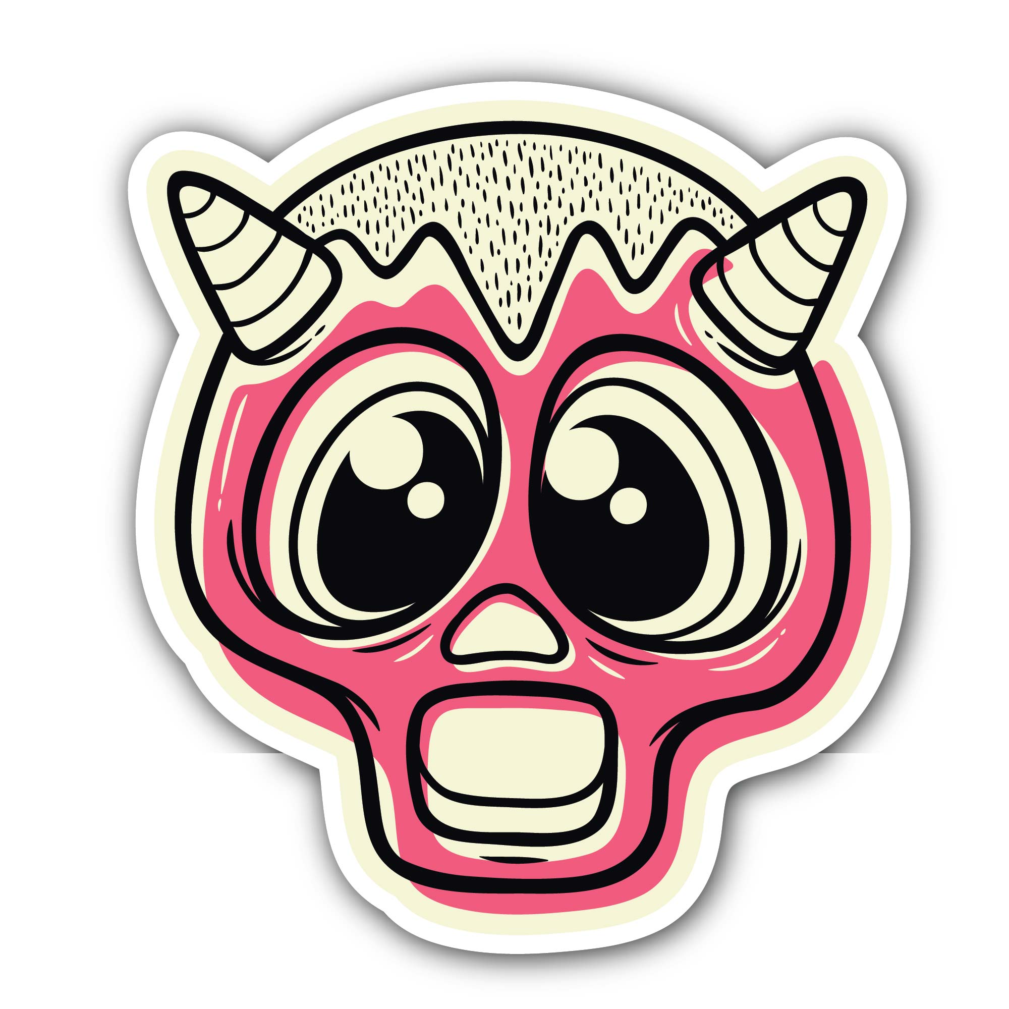Pink Demon Sticker, Waterproof Vinyl Decal Sticker Indoor Or Outdoor 2 (Pieces) 3" and 5"