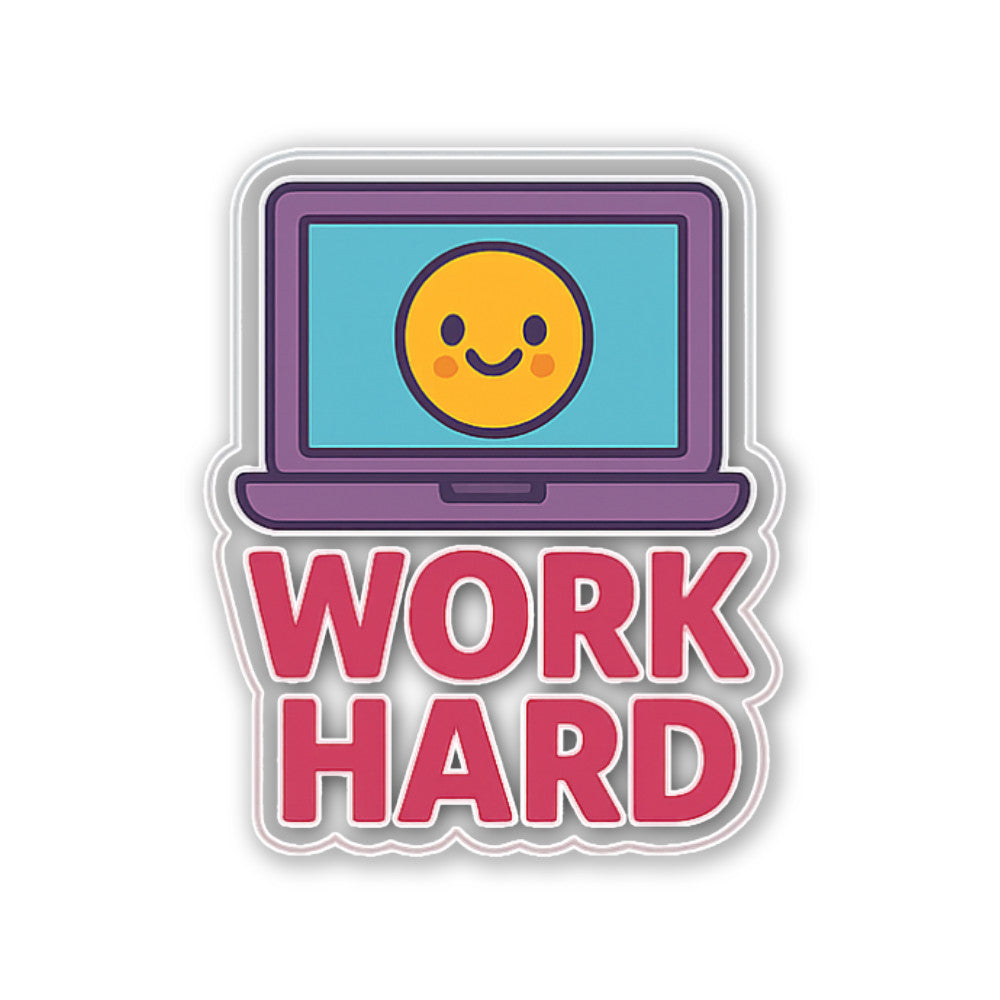 Work Hard with Lap Sticker, Waterproof Vinyl Decal Sticker Indoor Or Outdoor 2 (Pieces) 3" and 5"