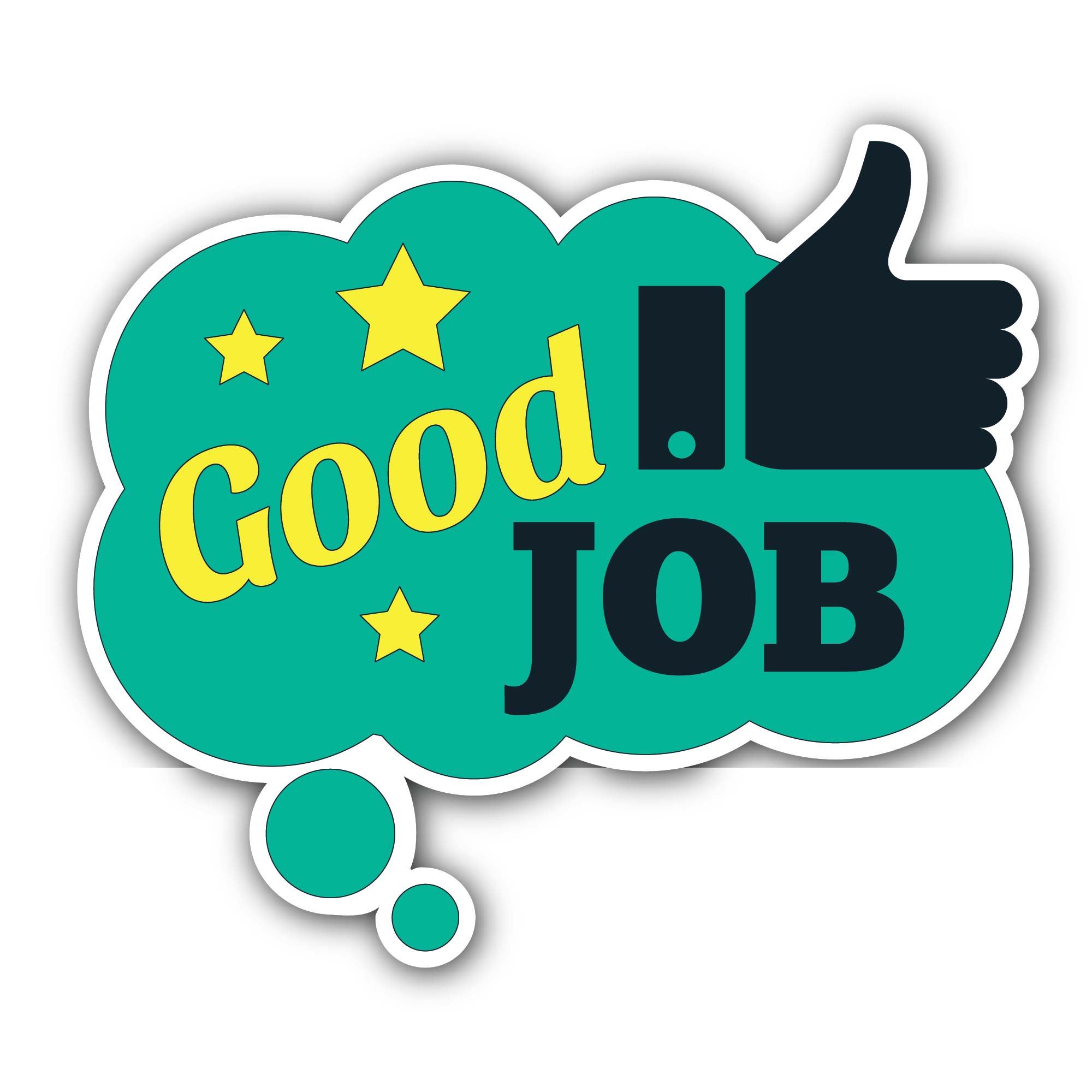 Good Job Text Sticker, Waterproof Vinyl Decal Sticker Indoor Or Outdoor 2 (Pieces) 3" and 5"