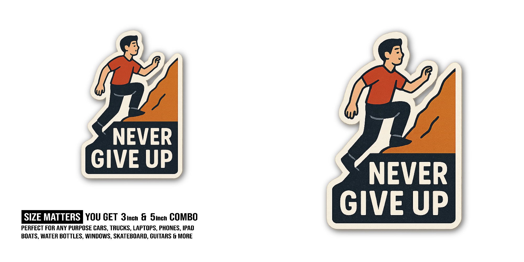 Mount Climbing Sticker, Waterproof Vinyl Decal Sticker Indoor Or Outdoor 2 (Pieces) 3" and 5"