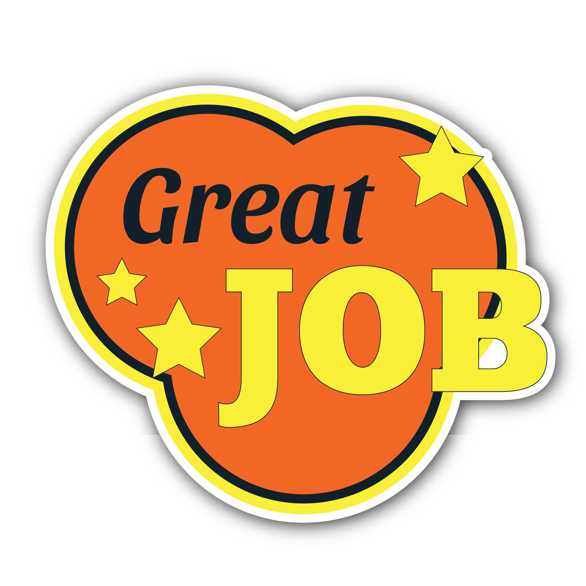 Orange and Yellow Great Job Sticker, Waterproof Vinyl Decal Sticker Indoor Or Outdoor 2 (Pieces) 3" and 5"