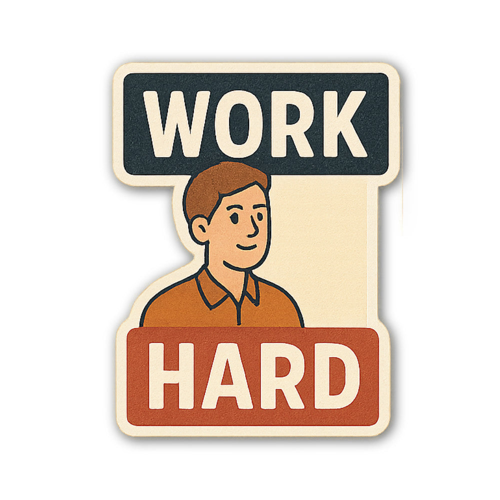 WORK HARD & MAN Sticker, Waterproof Vinyl Decal Sticker Indoor Or Outdoor 2 (Pieces) 3" and 5"