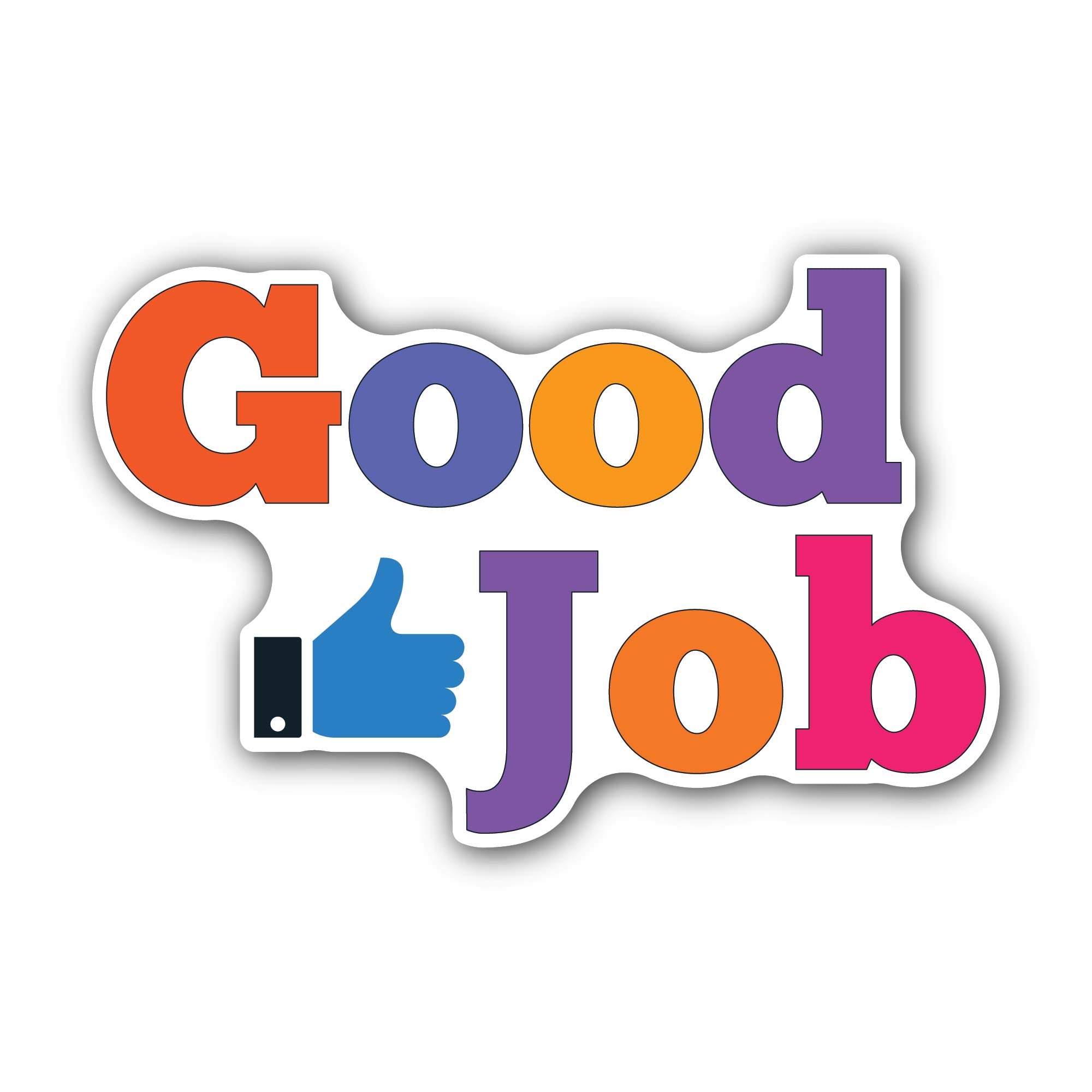 Colorful Good Job Message Sticker, Waterproof Vinyl Decal Sticker Indoor Or Outdoor 2 (Pieces) 3" and 5"