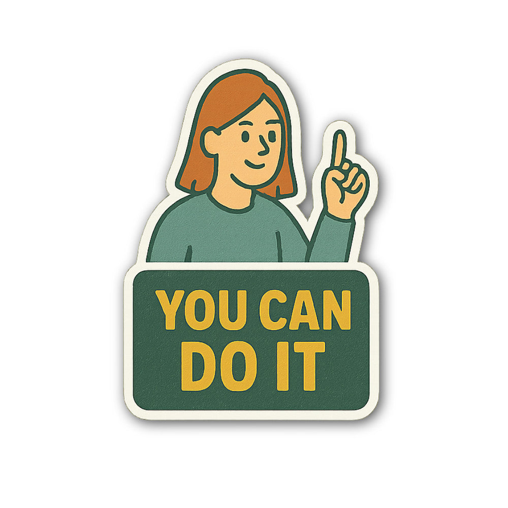 Woman, with a pointing gesture Sticker, Waterproof Vinyl Decal Sticker Indoor Or Outdoor 2 (Pieces) 3" and 5"