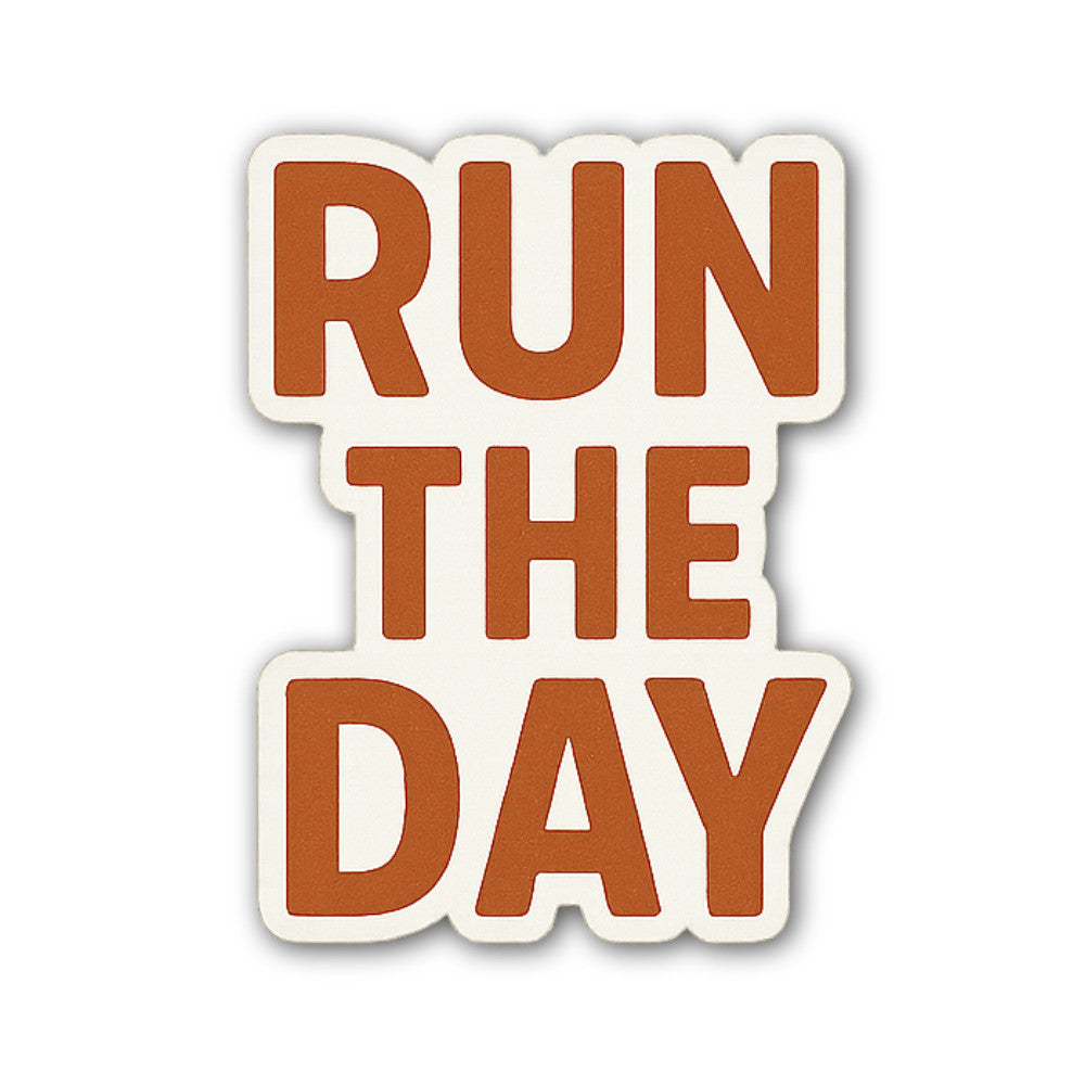 RUN THE DAY Sticker, Waterproof Vinyl Decal Sticker Indoor Or Outdoor 2 (Pieces) 3" and 5"