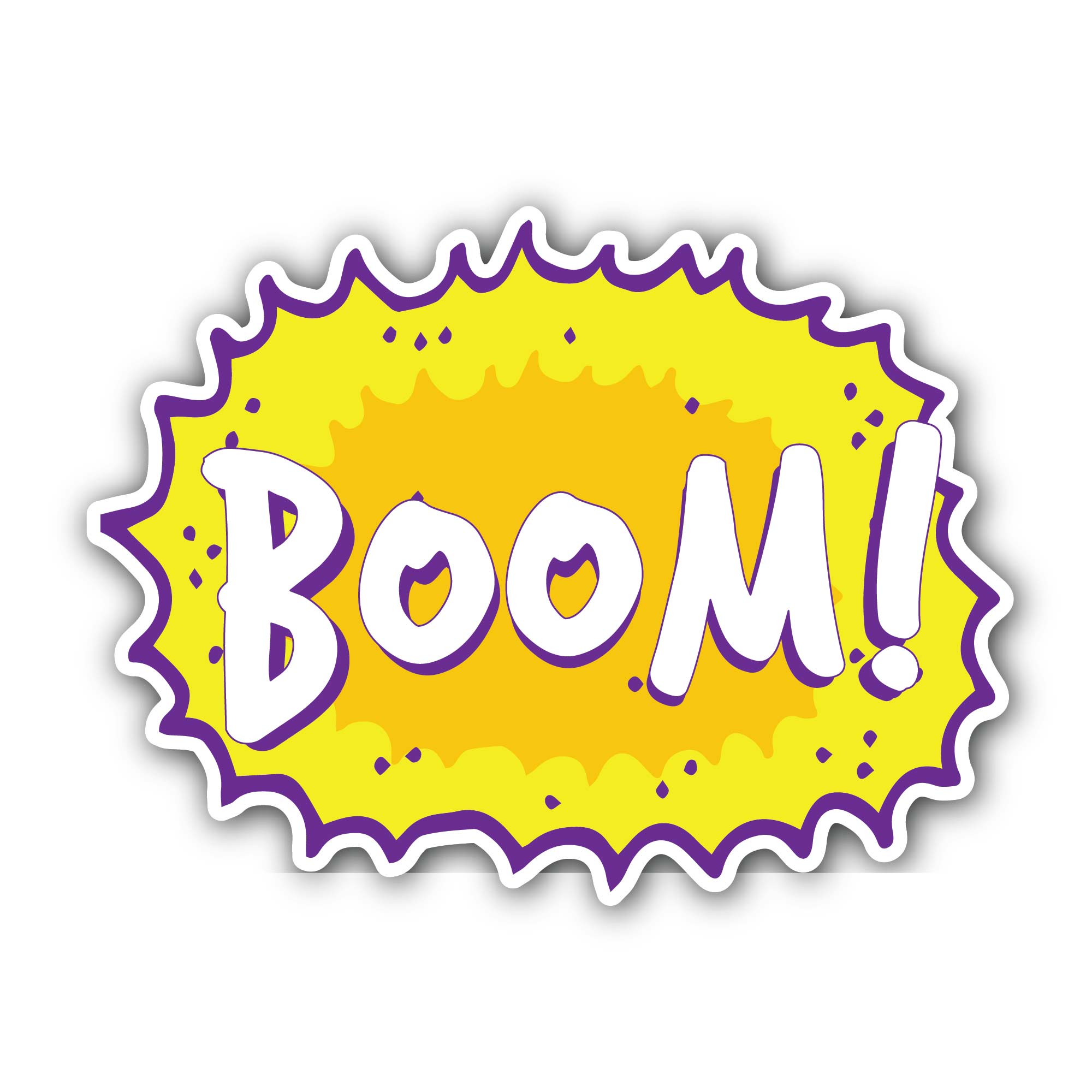 Boom Message Sticker, Waterproof Vinyl Decal Sticker Indoor Or Outdoor 2 (Pieces) 3" and 5"
