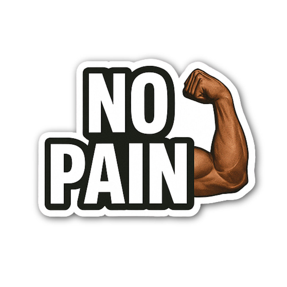 NO PAIN Sticker, Waterproof Vinyl Decal Sticker Indoor Or Outdoor 2 (Pieces) 3" and 5"