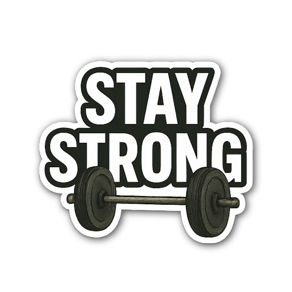 STAY STRONG Dumbbell Sticker, Waterproof Vinyl Decal Sticker Indoor Or Outdoor 2 (Pieces) 3" and 5"